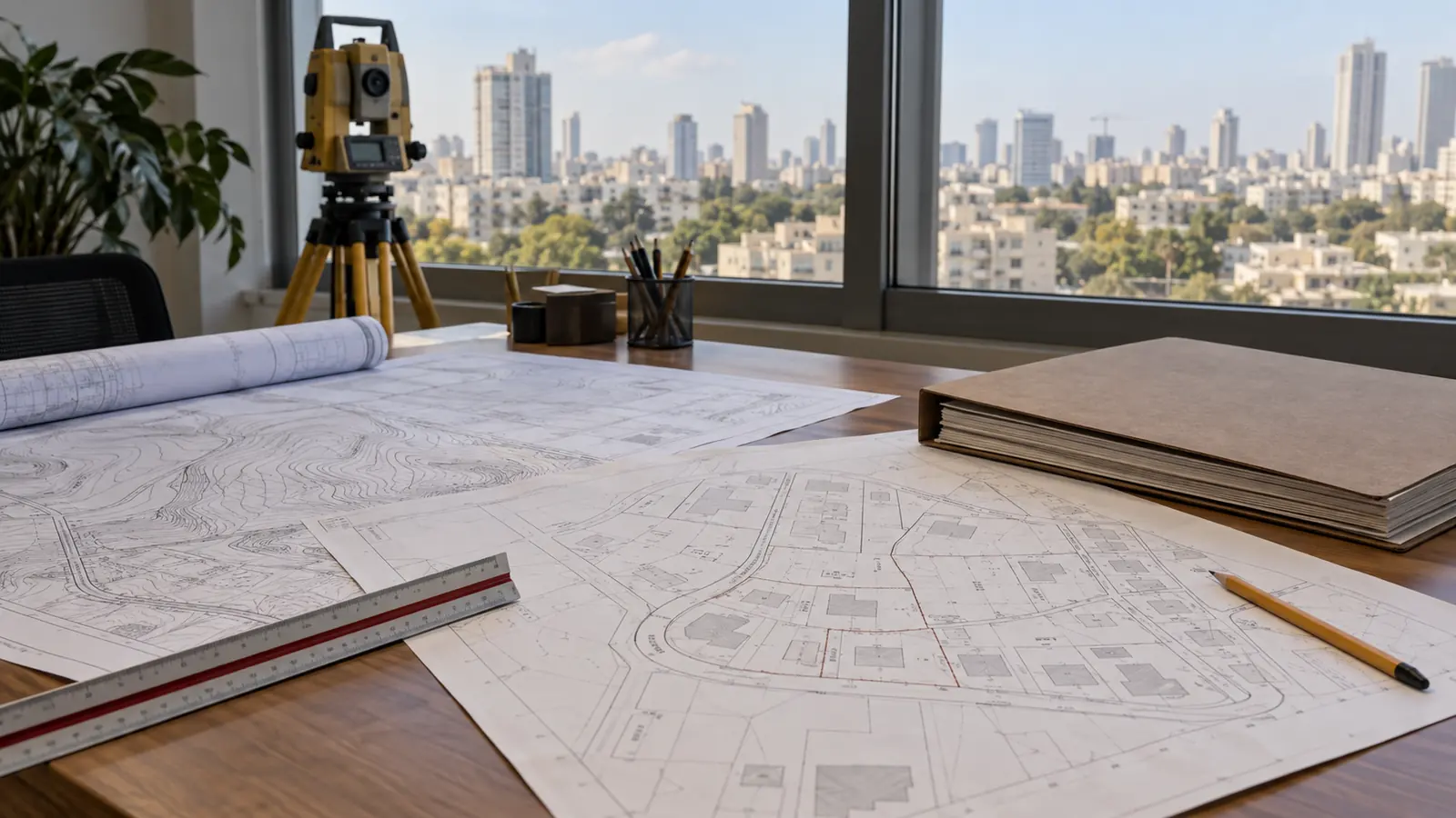 חוות דעת מודד מוסמך בנושא סכסוך מקרקעין לצד מפות ומסמכי מדידה